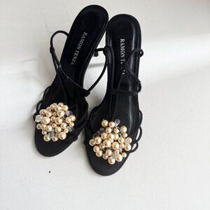 Ramon Tenza Beaded Strappy Heels 8